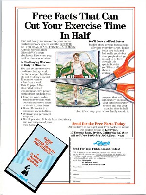 Lifecycle Cut your Exercise time in half Original Vintage Print Ad