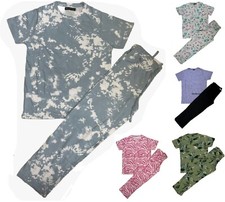 Ladies Womens Pyjamas pj Set Nightwear Lounge Wear Cotton pyjama Top + Trousers