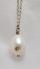 Silpada Sterling Silver Freshwater Pearl CZ “Luminous” Necklace N2846
