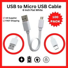 Micro USB 6 Inch Flat Charging Cable (100x Pack)