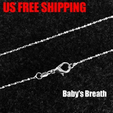925 Silver Plated Baby's Breath Chain Necklace Ring Lock Women's Men's