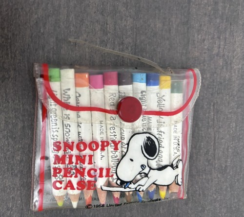 Vintage Snoopy Peanuts Mini Pencil Case Rainbow Colored Butterfly Japan - Picture 4 of 4