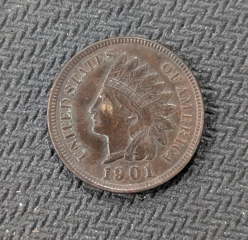 1901 Indian Head Cent Penny AU Philadelphia Mint