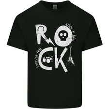 Camiseta de algodón claro calavera guitarra símbolos música rock para hombre