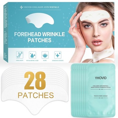 28 Pcs Forehead Wrinkle Patches - Anti Wrinkle Facial Patches with Collagen and