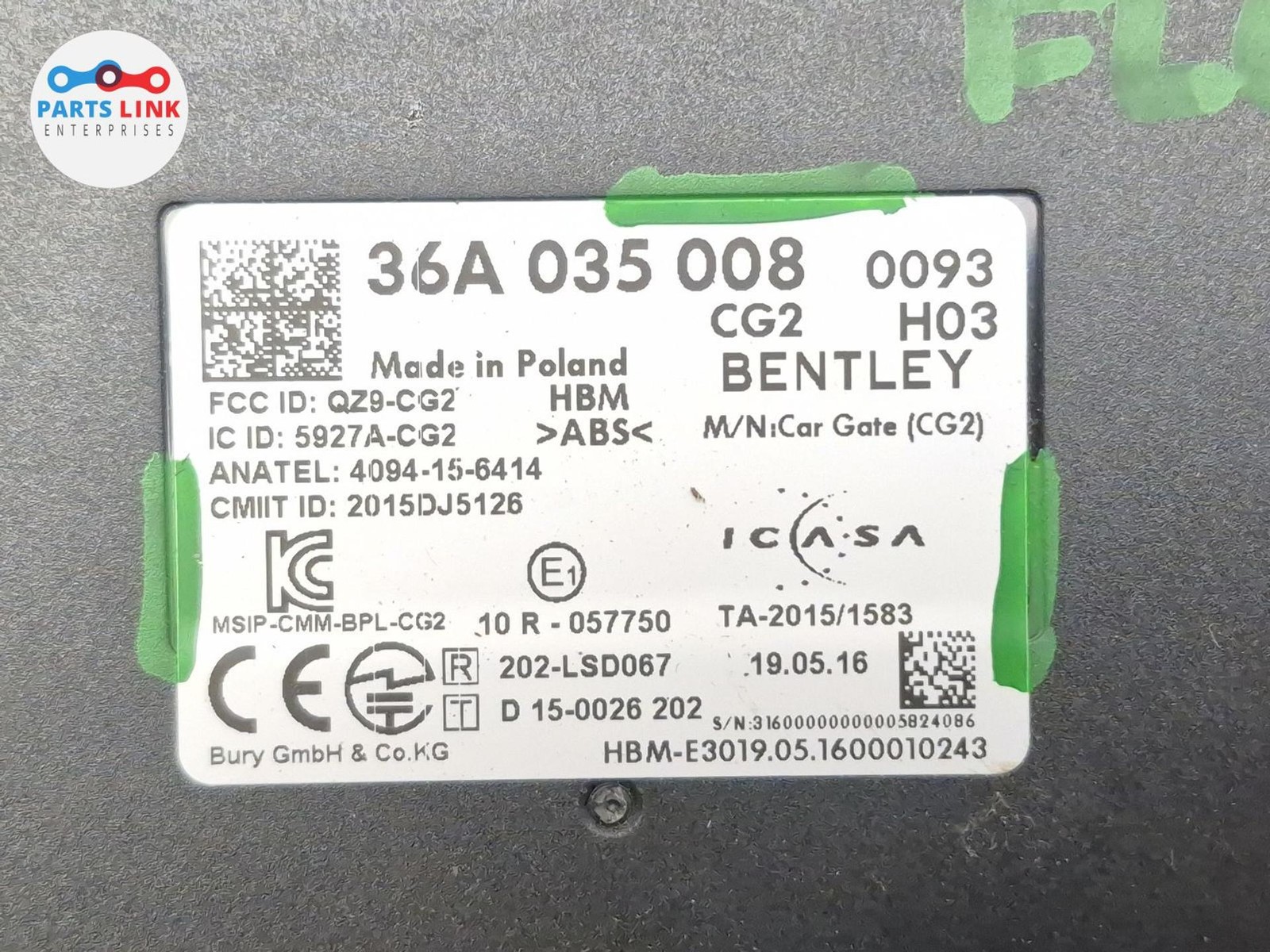 2016-20 BENTLEY BENTAYGA CARGATE REMOTE ECU CONTROL MODULE PLUG SET 36A035008