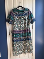 The Vermont Country Store Cotton Muumuu Boho Prairie Peasant Midi Dress Large