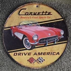 Corvette Vintage Style Round Sign Wall Decor Man Cave Garage Shop