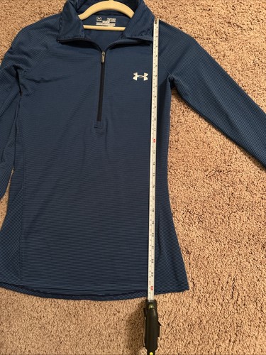 Under Armour XS Blue With Black Stripes Semi Fitted Half Zip - Picture 8 of 12