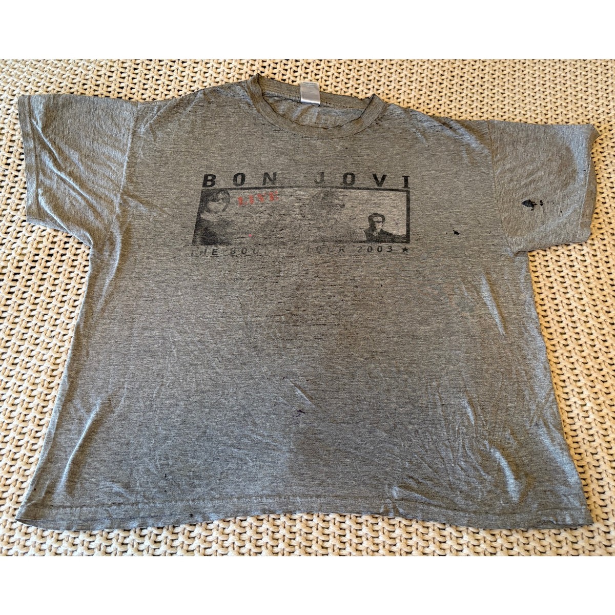 VTG Bon Jovi 2003 Bounce Tour T-Shirt Tee RARE Gray XL
