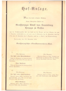 Hof Ansage Trauer Karlsruhe 1905 Großherzog Adolf von Luxemburg a. Hohenburg(104