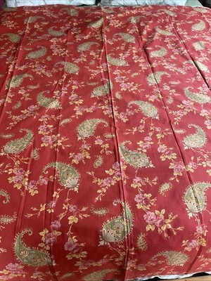 Pottery Barn Florence Shower Curtain Paisley With Roses Rust Cotton 70  X 70 