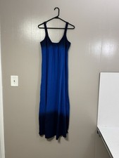 Old Navy Blue Black Maxi Dress 100% Cotton Scoop Neck Strappy Size M C42