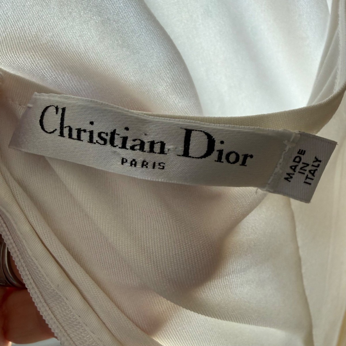 Christian Dior Women's Midi Dress Sz 8 White Draped Spring Summer