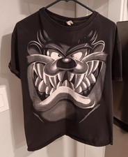 Vintage Taz Tasmanian Devil Black Looney Tunes Big Face Size Large