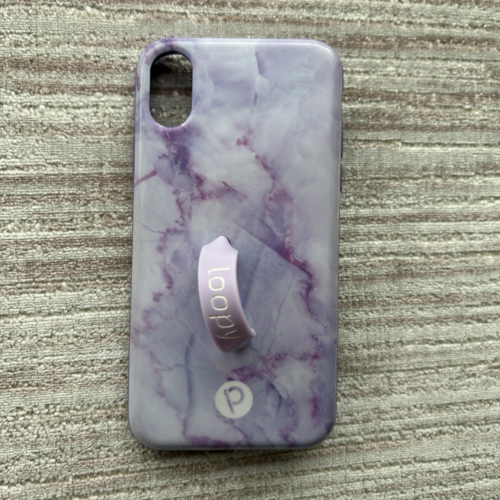 iPhone X/XS Purple Marble Gloss Righty Loopy Phone Case