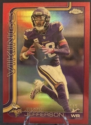 2025 Topps Chrome Justin Jefferson #195 TRUE RED /5 - Own One Of His Best Cards!