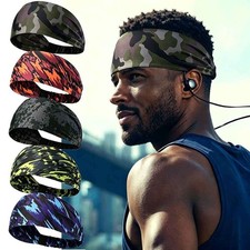 1/5 Pack Headband Moisture-Wicking Elastic Men Women Breathable Sports Sweatband