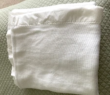 NEW Baby Blanket Morgan ? Thermal Waffle Weave Satin Edge White 36 X 50" vintage
