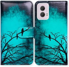 1. For Moto G Power 5G 2024 Black Bird Green Leather Flip Case Wallet Cover