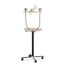 Relaxdays Trespolo per Pappagalli Grandi XL Posatoio Asta 2 Mangiatoie Vaschetta