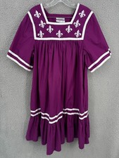 Go Softly Patio House Dress Fleur Delisle Muumuu Embroidered Wrinkle Resistant L