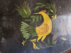Pennsylvania Dutch Foot stool Black Painted DistelFink bird  Farmhouse Cottage — photo 2