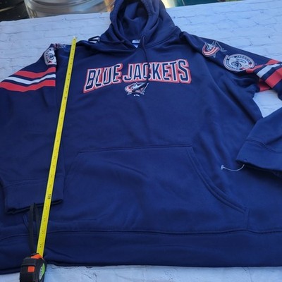 NHL Columbus Blue Jackets Mens Navy Blue Performance Hoodie Sweatshirt Large