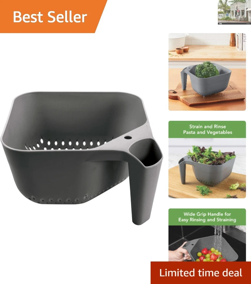 Charcoal Gray 3 Quart Kitchen Strainer - Easy Clean, Dishwasher Safe Colander
