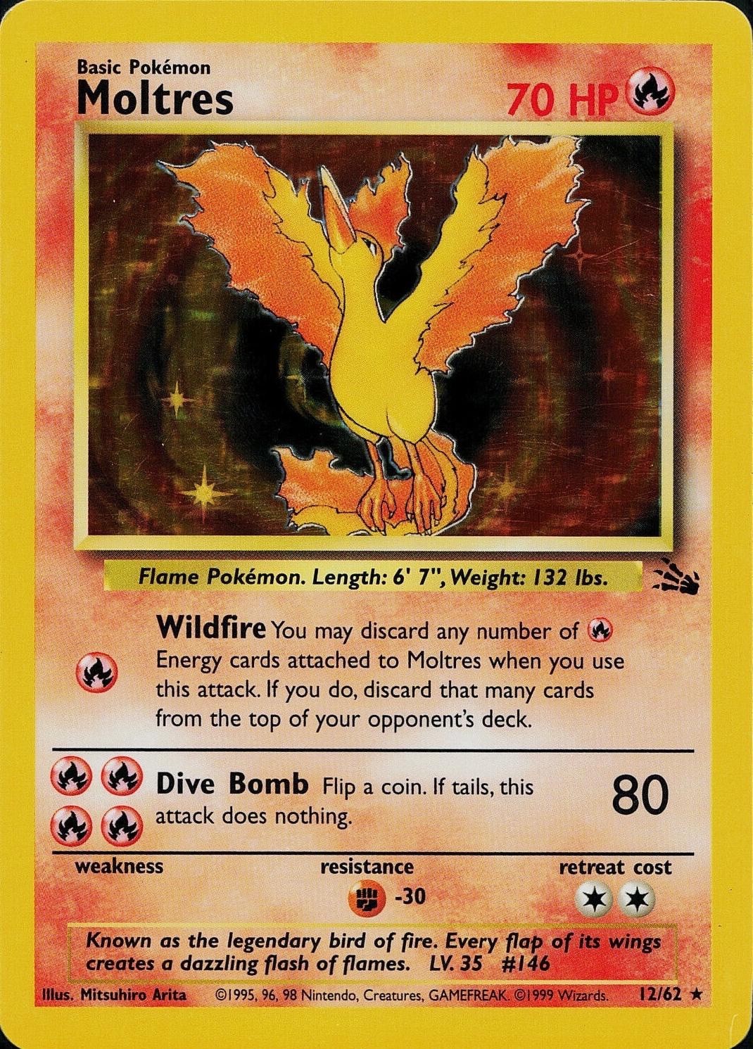 Pokémon TCG - Moltres - 27/62 - Holo Unlimited Fossil Unlimited [Moderate Play]