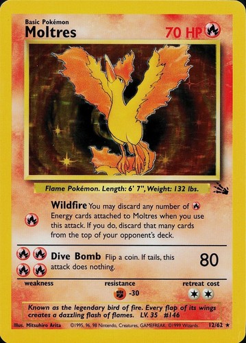 Pokémon TCG - Moltres - 27/62 - Holo Unlimited Fossil Unlimited [Moderate Play]