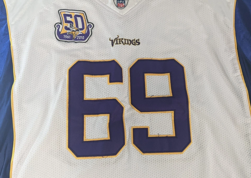Camiseta deportiva Reebok 50 aniversario de los Minnesota Vikings Jared Allen #69 talla 56 Foto 3 de 4