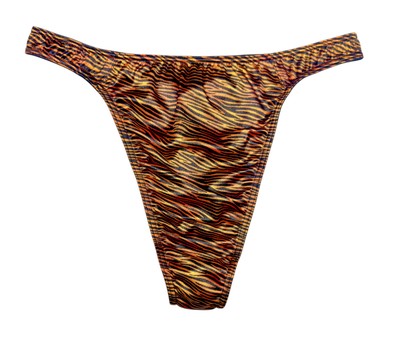 Second Skin Satin Thong Tiger Print 2XL