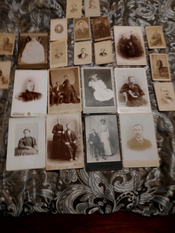 Lot Of 23, 10 Cabinet Cards And 13 Carte De Viste Portrait Photographs