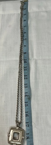Brighton Torus Square Pendant Necklace Silver Tone Statement Necklace