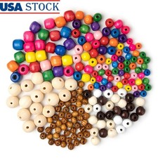 Wood Bead Assortment 500 Pieces DIY Craft Supplies Jewelry Making Unisex New