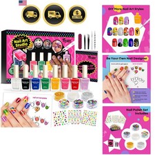 Kids Nail Polish Set Non Toxic Glitter Nail Art Kit for Girls Ages 7 12
