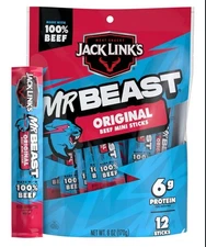 Jack Link’s x MrBeast Original Mini Beef 🥩 Sticks, 12 Count of .5oz Sticks
