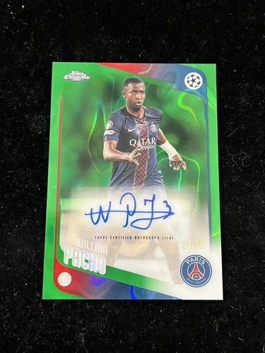Willian Pacho 2025-26 Topps Chrome UEFA UCC Auto Green Lava Refractor /99