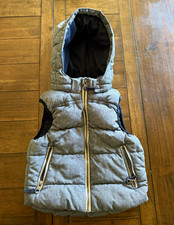 H M L.O.G.G. Kids Gray Hooded Puffer Vest Size 3T Full Zip Insulated
