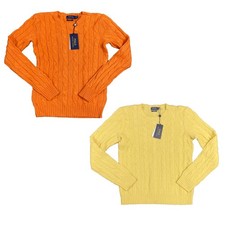 Polo Ralph Lauren Women's Cashmere Sweater Cable Knit Pullover MSRP 398