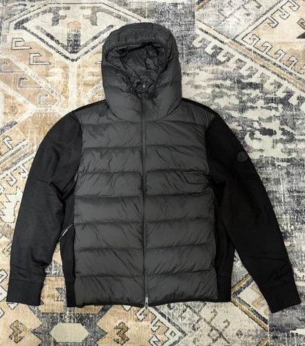 Moncler Black Hooded Paneled Zipped Jacket Mens Size 4 / XL - product listing photo