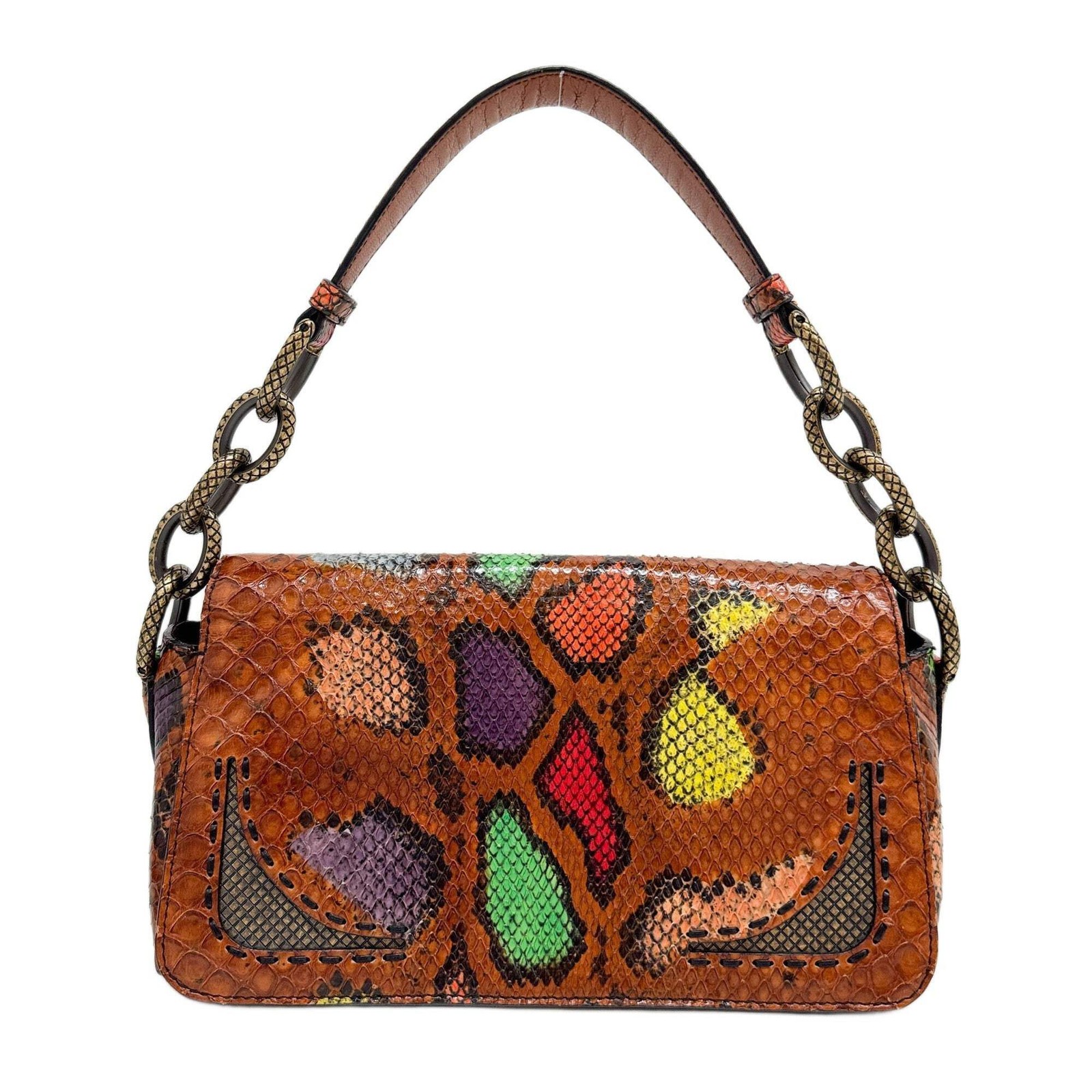 BOTTEGA VENETA Triangle Multicolor Python Embosse… - image 2