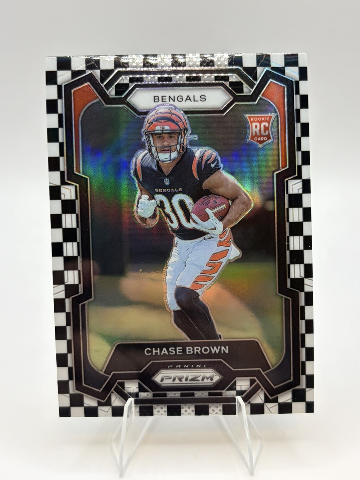Chase Brown 2023 Panini Prizm Black & White Checker Board #318 Bengals Rookie RC
