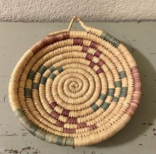 Natural Fiber Hand Woven Basket 11.75  Diameter  2.5  High Loop for Hanging