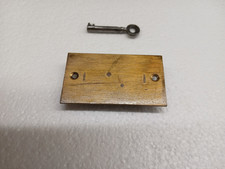 Vintage brass cabinet/box/cupboard lock with key 2¾" x 1½" x ½"