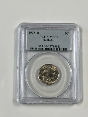 1938 -D Buffalo Nickel PCGS MS65 GENUINE BEAUTIFUL COIN
