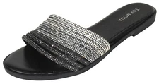 Top Moda Women Flip Flops Sandals Bling Rhinestone Slides Straps GRAND-56 Black