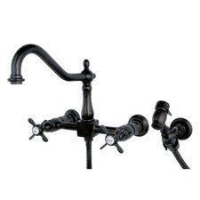 Kingston Brass Ks1245bexbs Essex Wall Mount Bridge Kitchen Faucet Wbrass Spray