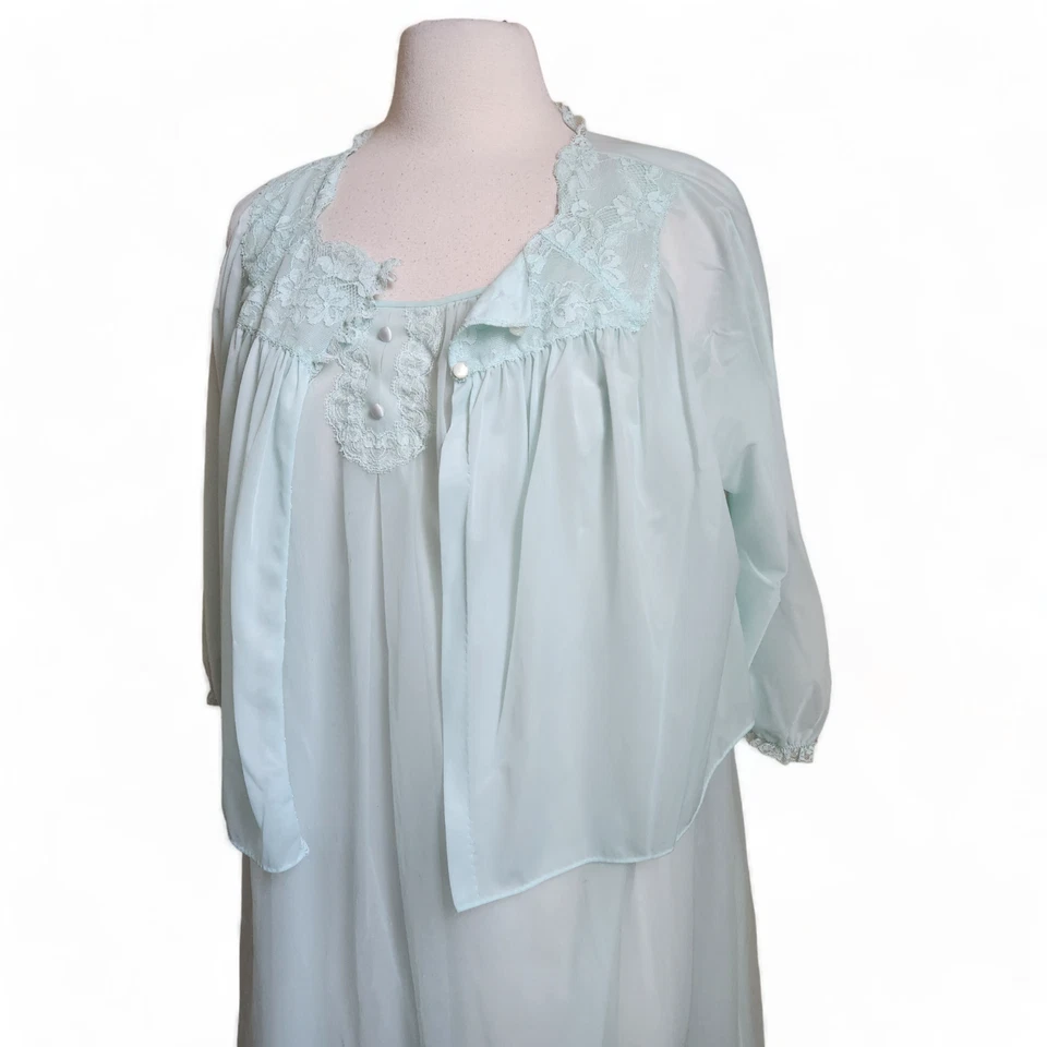 Juego de camisón Peignoir vintage de gasa de los años 50 tocador pequeño Fairycore transparente Foto 2 de 4